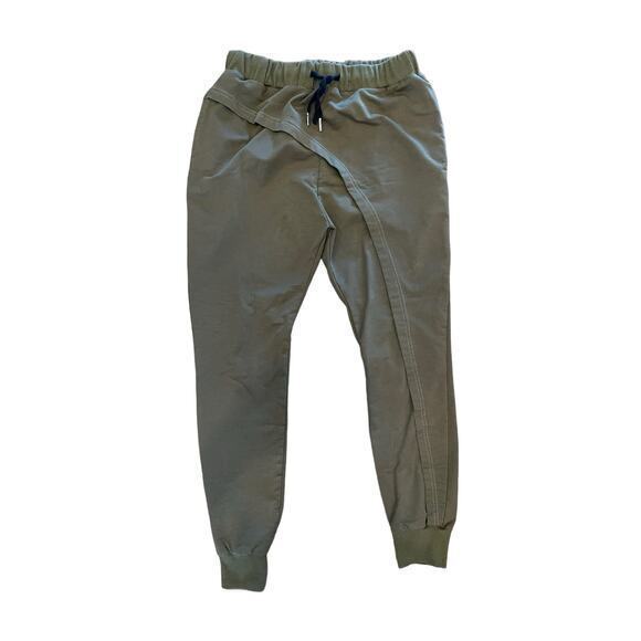 NWOT Army Green Loose Fit Asymmetrical‎ Elastic Drawstring Waist Joggers Small - Picture 1 of 5